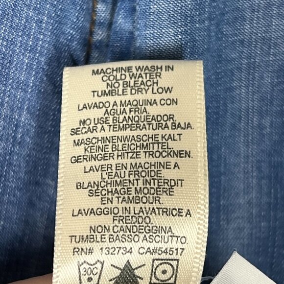 Anthropologie Chambray Dress Shift Peasant Blue Mini XS - Picture 7 of 8